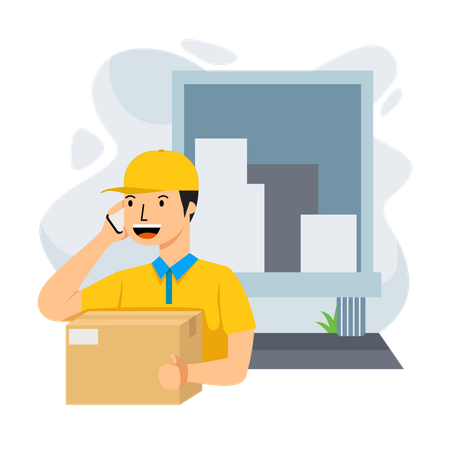 Delivery Man Calling  Illustration