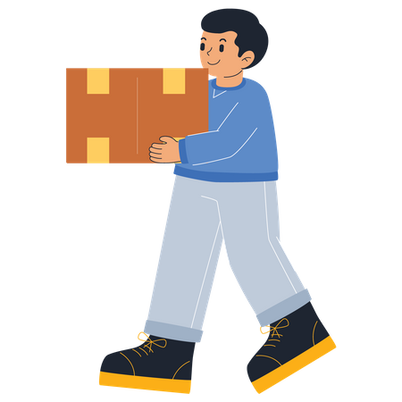 Delivery Man Carry Boxes  Illustration