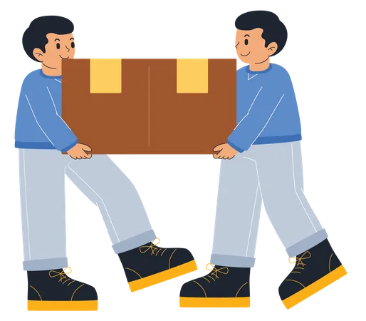 Delivery Man Carry Boxes  Illustration