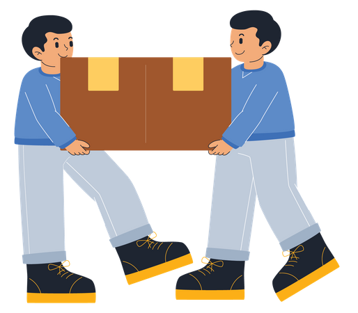 Delivery Man Carry Boxes  Illustration