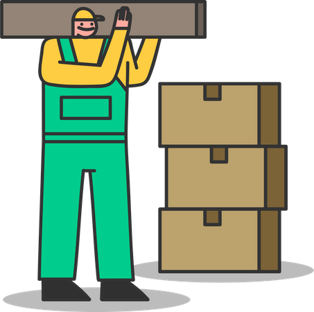 Delivery man carry delivery boxes Illustration