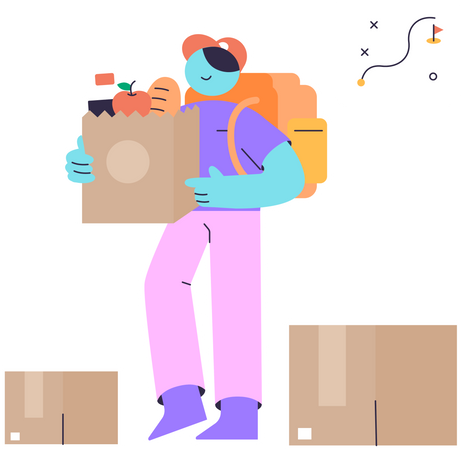 Delivery man Carry package  Illustration