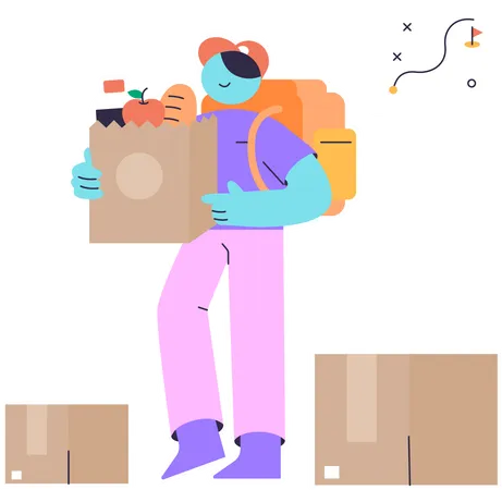 Delivery man Carry package  Illustration