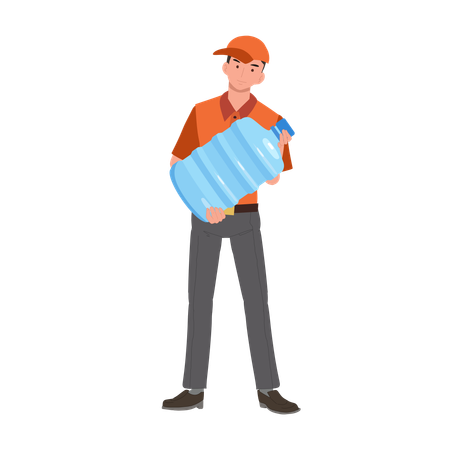 Delivery man carrying big water bottle  Illustration