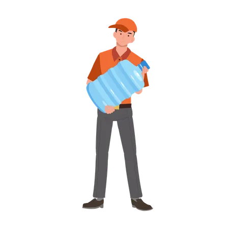 Delivery man carrying big water bottle  Illustration