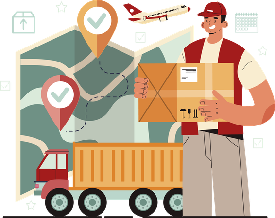 Delivery man carrying box  Illustration