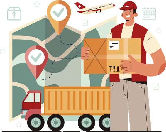 Delivery man carrying box  Illustration