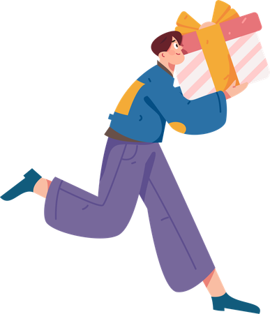 Delivery man carrying delivery box  Illustration