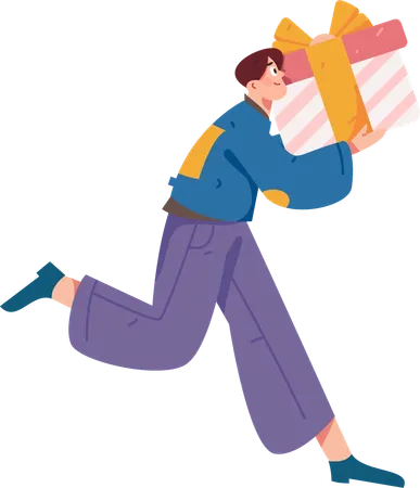 Delivery man carrying delivery box  Illustration