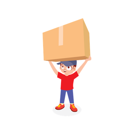 Delivery Man carrying box on head  Illustration