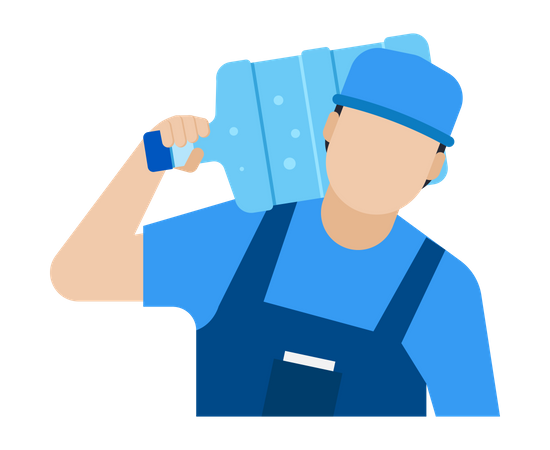 Delivery Man carrying water bottle on his shoulder  Illustration