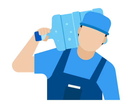 Delivery Man carrying water bottle on his shoulder  Illustration