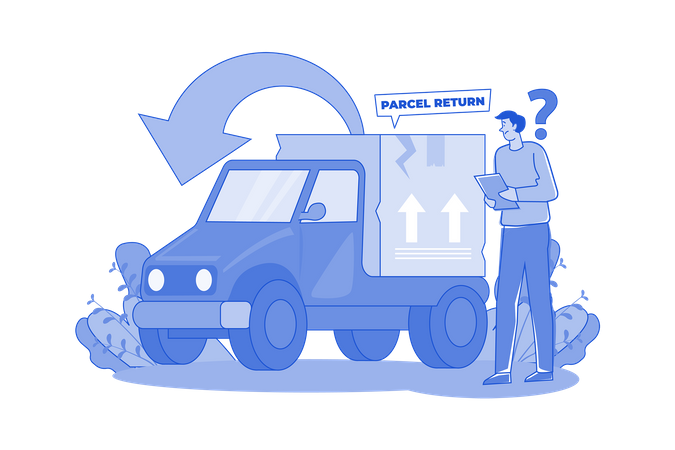 Delivery Man Check Return Parcel  Illustration