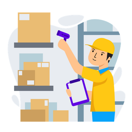 Delivery Man Checking box  Illustration