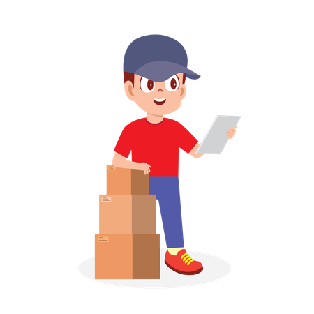 Delivery Man checking inventory  Illustration