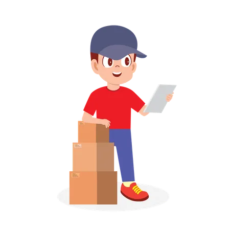 Delivery Man checking inventory  Illustration