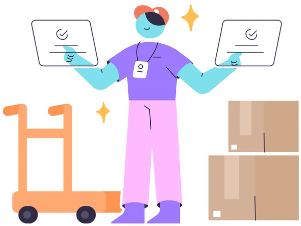 Delivery man Checking Delivery package  Illustration