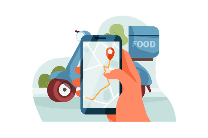 Delivery man checking the delivery location  Illustration