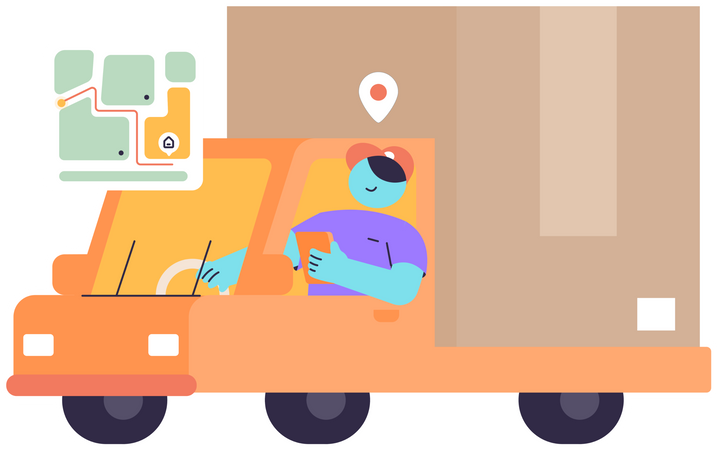 Delivery Man choose routes from maps  Illustration