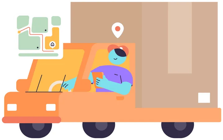 Delivery Man choose routes from maps  Illustration