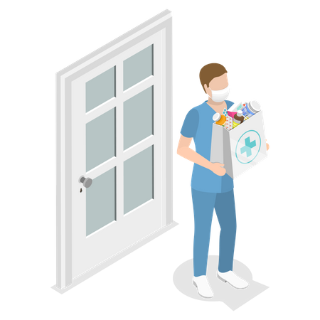 Delivery man deliver Medicine Delivery  Illustration