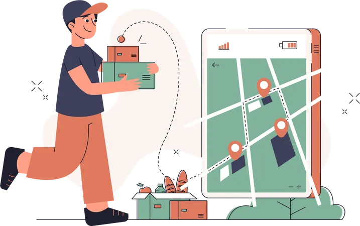 Delivery man deliver package  Illustration