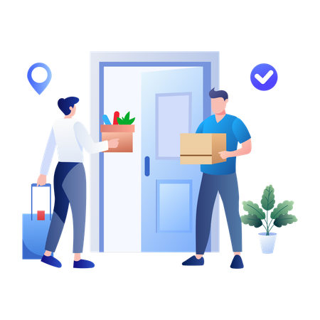 Delivery Man deliver package  Illustration