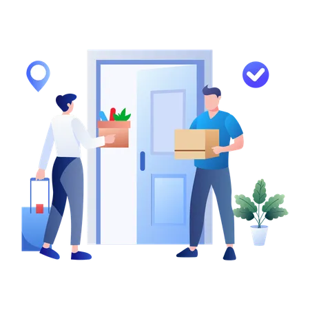 Delivery Man deliver package  Illustration