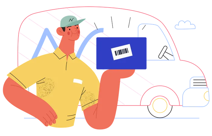 Delivery man deliver package  Illustration