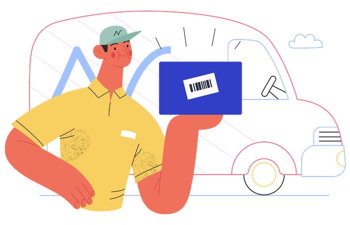 Delivery man deliver package  Illustration