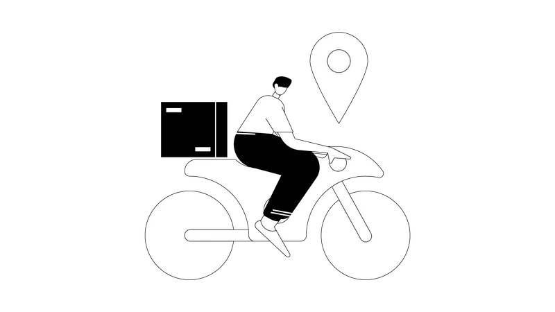 Delivery man deliver parcel to delivery location  イラスト