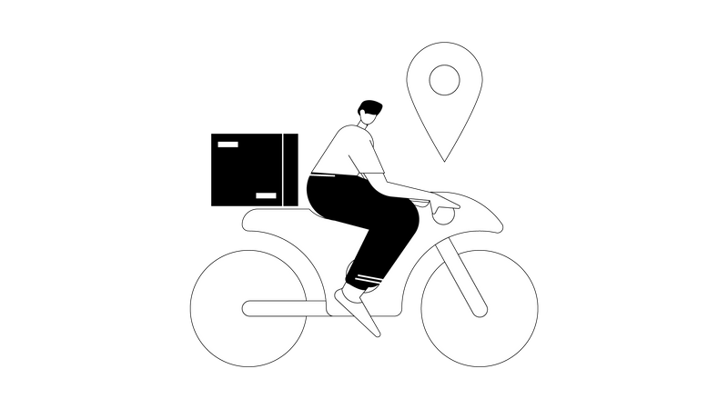 Delivery man deliver parcel to delivery location  Illustration