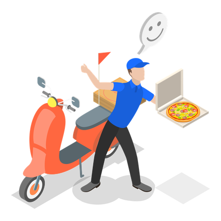 Delivery man deliver pizza  Illustration