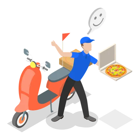 Delivery man deliver pizza  Illustration