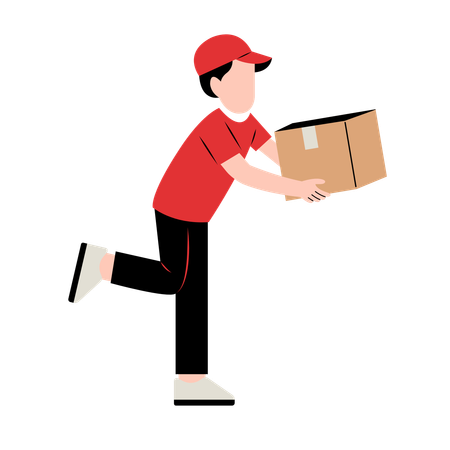 Delivery Man delivered Box  Illustration