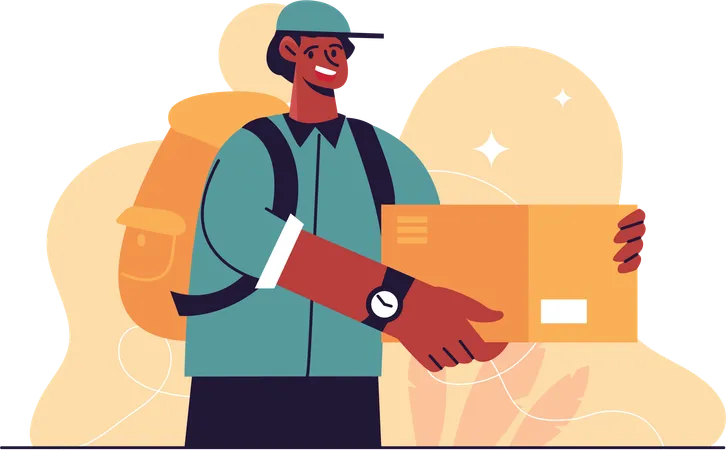 Delivery man delivered courier  Illustration