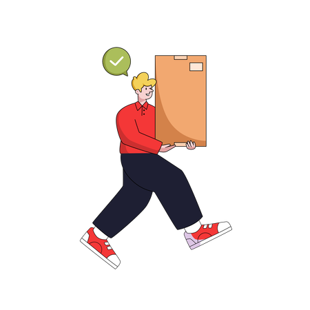 Delivery man delivered large parcel  Illustration