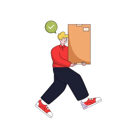 Delivery man delivered large parcel  Illustration