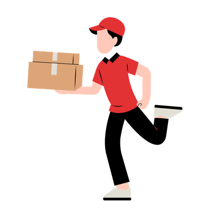 Delivery Man delivered parcel  Illustration
