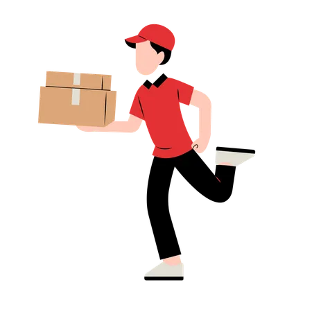 Delivery Man delivered parcel  Illustration