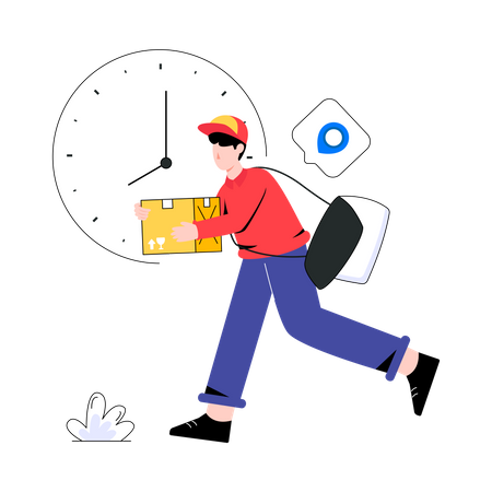 Delivery man delivered parcel on time  Illustration