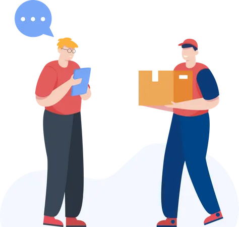 Delivery man delivered parcel to customer Illustration