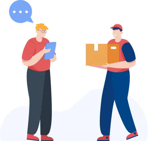 Delivery man delivered parcel to customer  Illustration