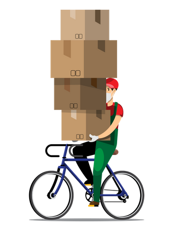 Delivery man delivering boxes Illustration