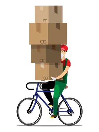 Delivery Drivers Ride Bicycles To Deliver Products According To The Orders The Customers Have Ordered Flat Vector Illustration Design 일러스트레이션