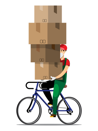 Delivery man delivering boxes  Illustration