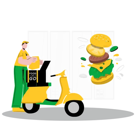 Delivery man delivering food Illustration