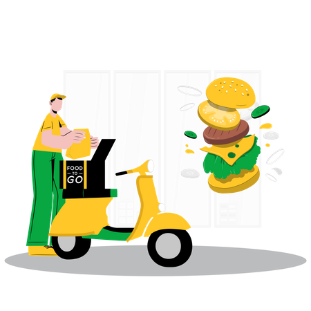 Delivery man delivering food  Illustration