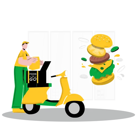 Delivery man delivering food  Illustration