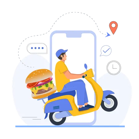 Delivery man delivering food order  Illustration